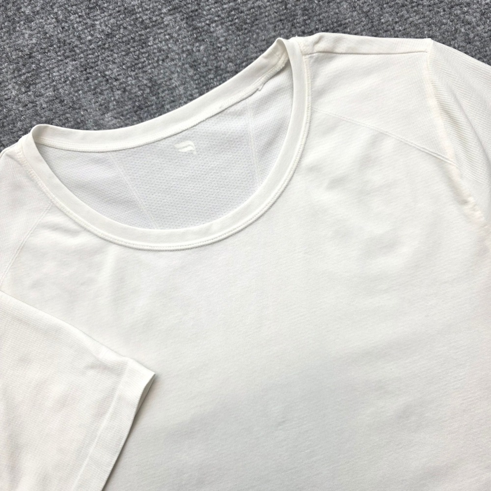 Fabletics Men's Activewear Shirt Medium White Mesh Back Short Sleeve Running Gym
